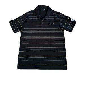 Travis Mathew Large Black Color Stripes Golf Polo Short Sleeve Shirt
